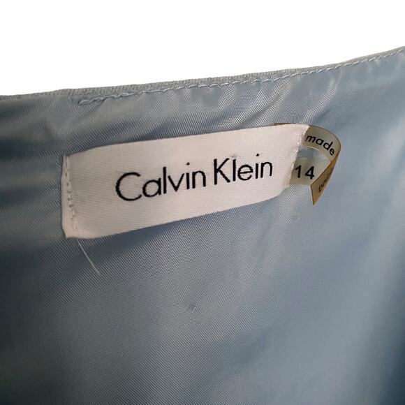 Women's Size 14 CALVIN KLEIN Dress Light Blue Cap Sleeves Lined Minimalist Sharp - Picture 5 of 10